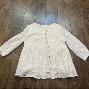 Ces Femme white long sleeve with buttons down the front